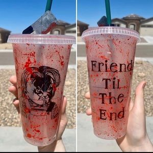 Chucky cold cup with knife topper